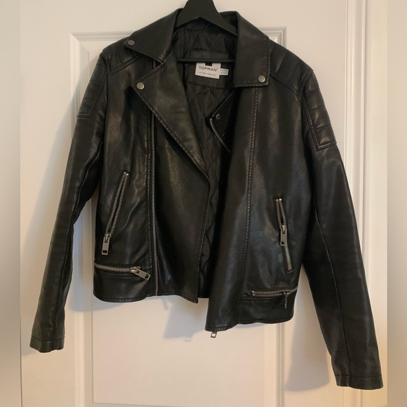 Faux leather jacket from TOPMAN - small - *has some rips back of the collar* - Picture 1 of 11